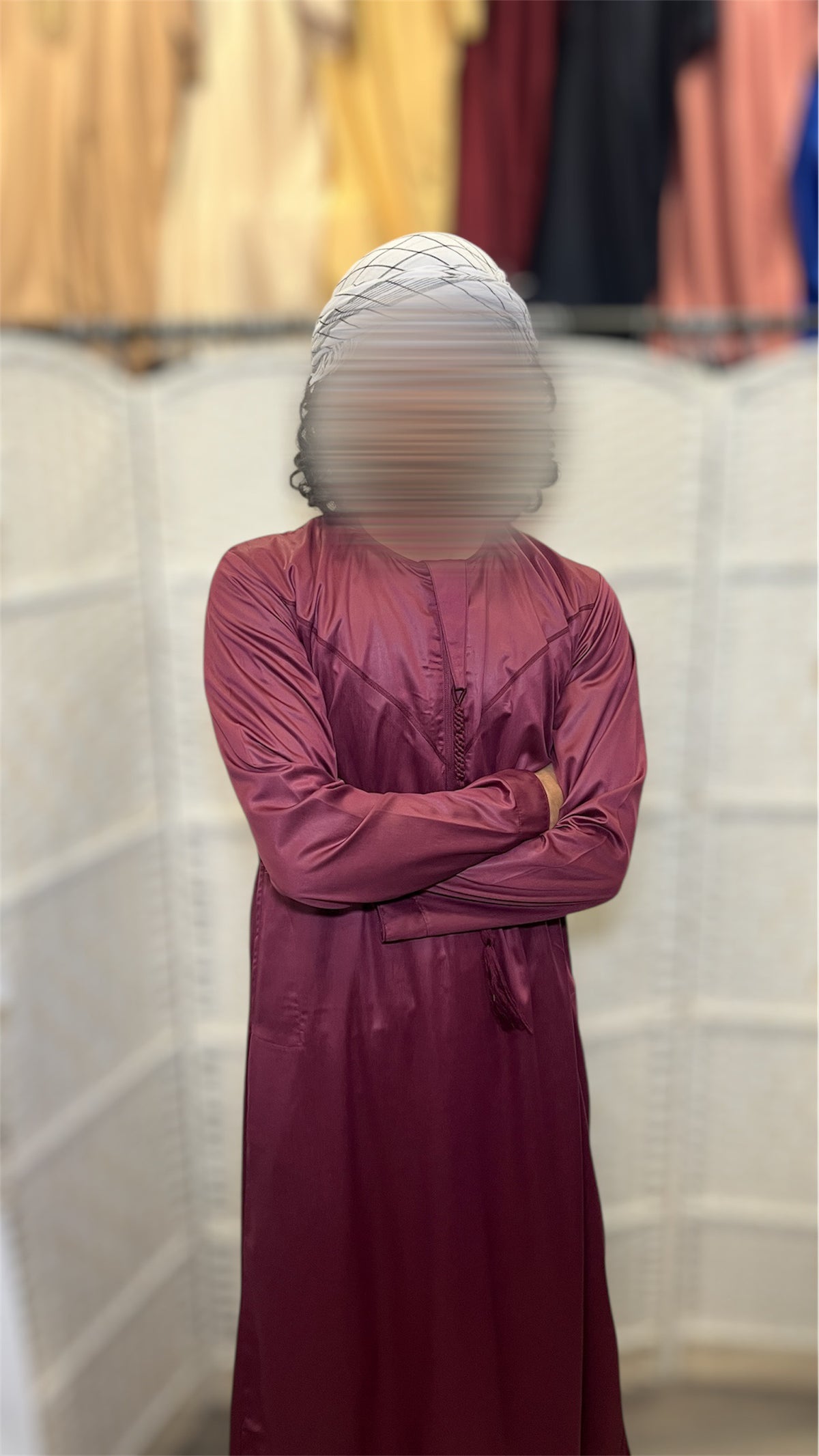 Rich Maroon Shiny Emirati Thobe