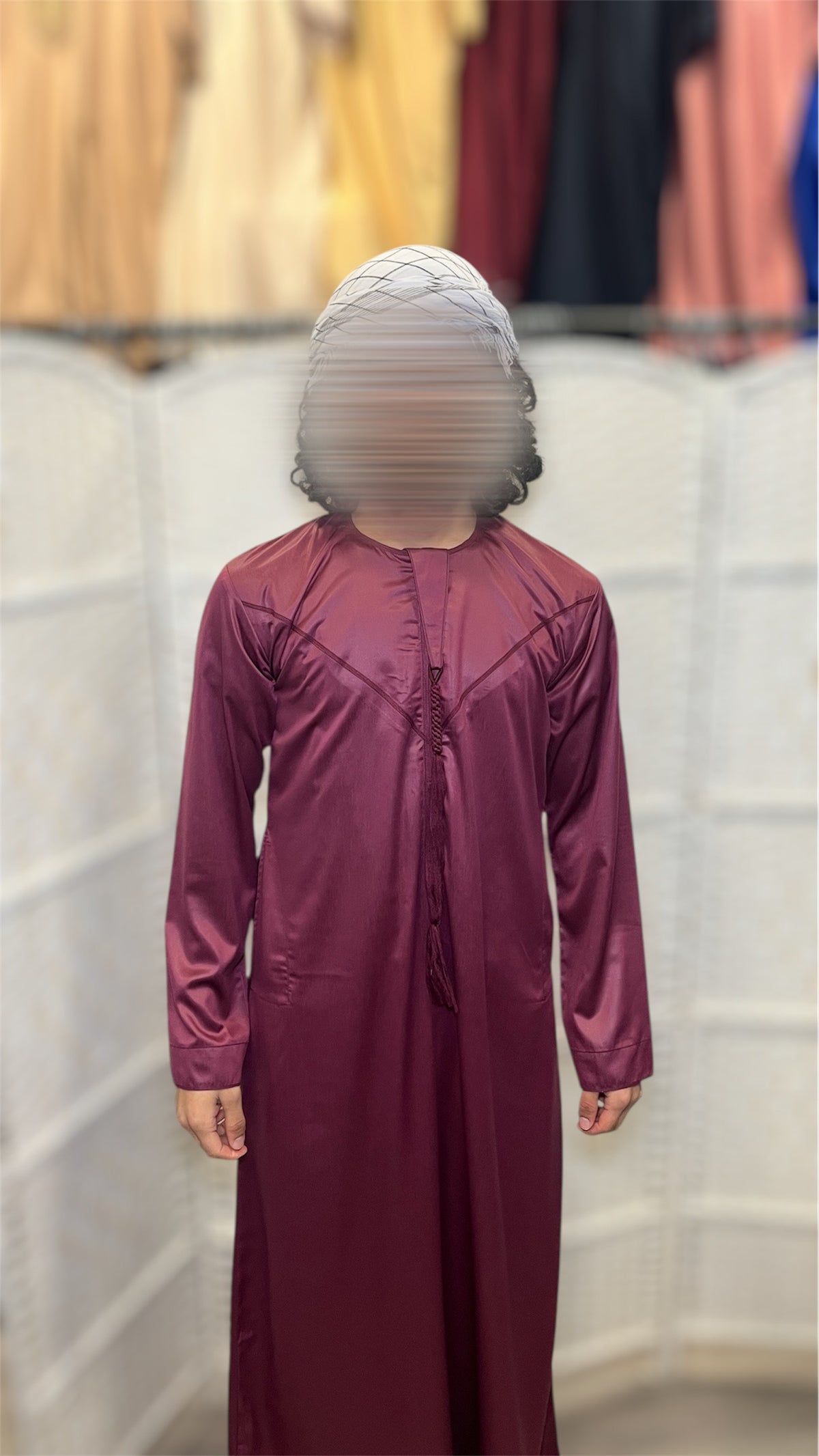 Rich Maroon Shiny Emirati Thobe