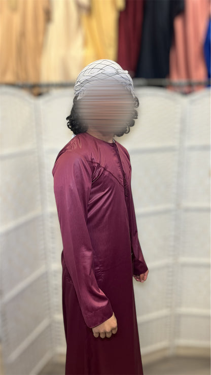 Rich Maroon Shiny Emirati Thobe