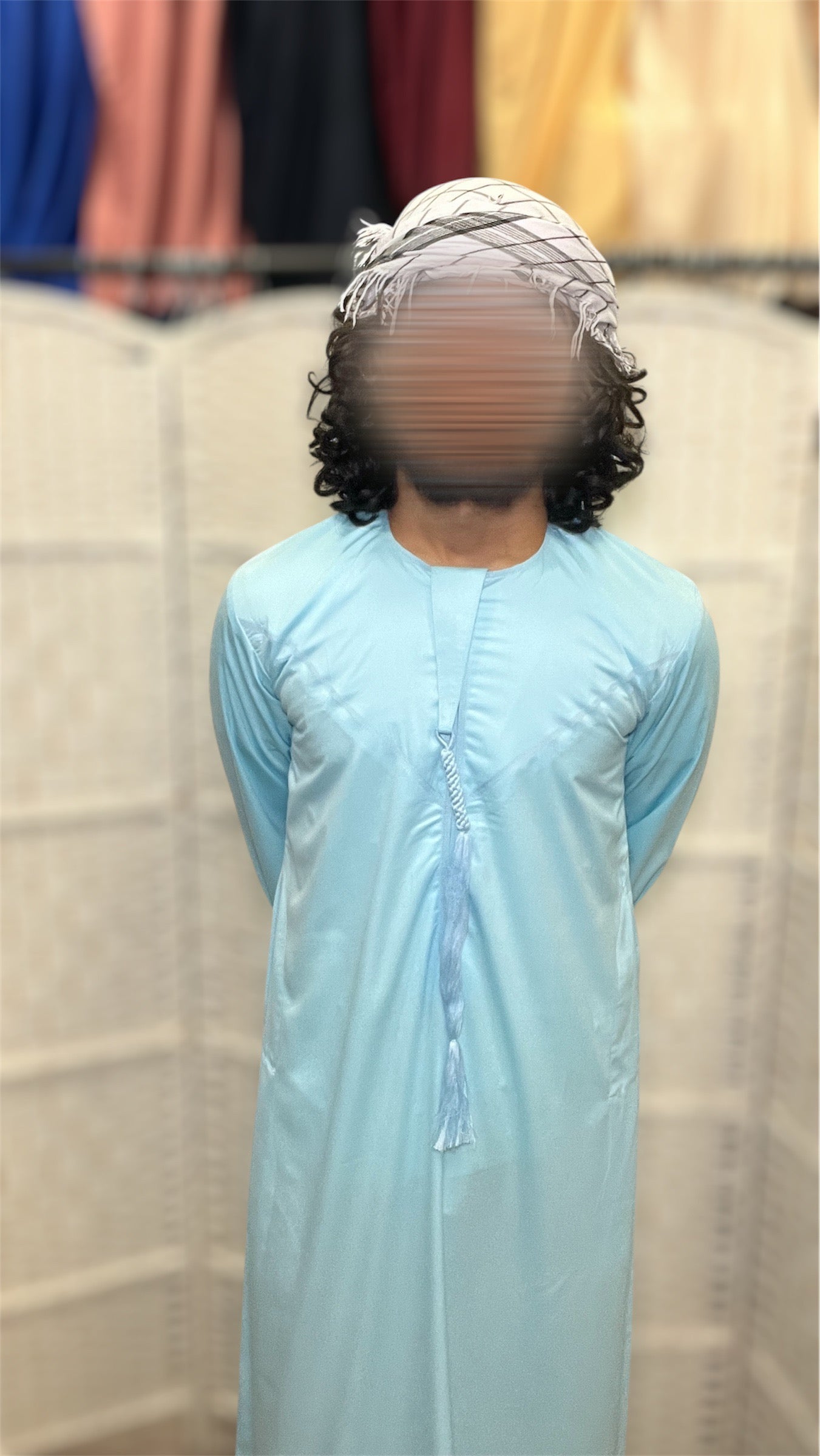 Light Blue Shiny Emirati Thobe