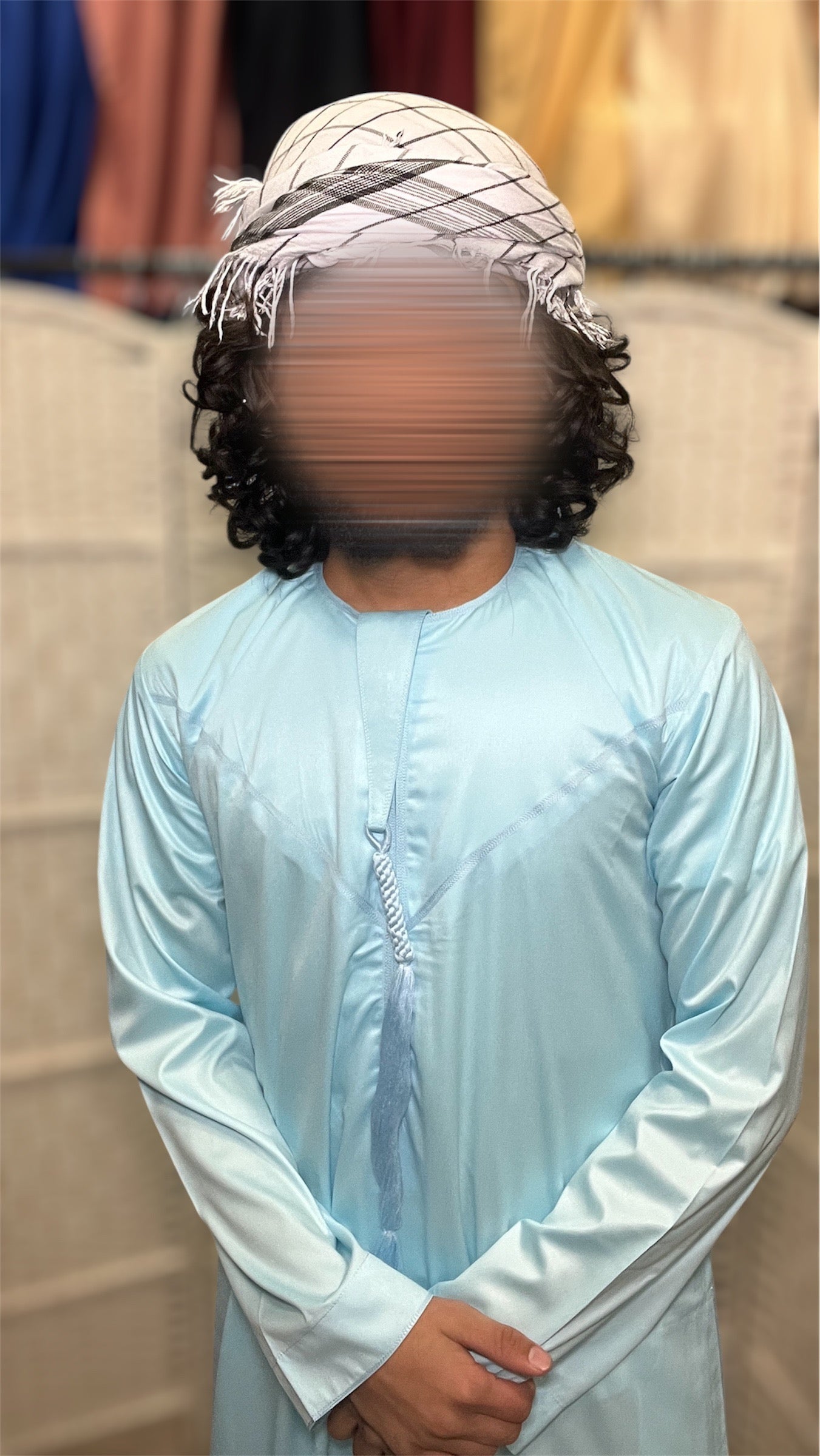 Light Blue Shiny Emirati Thobe