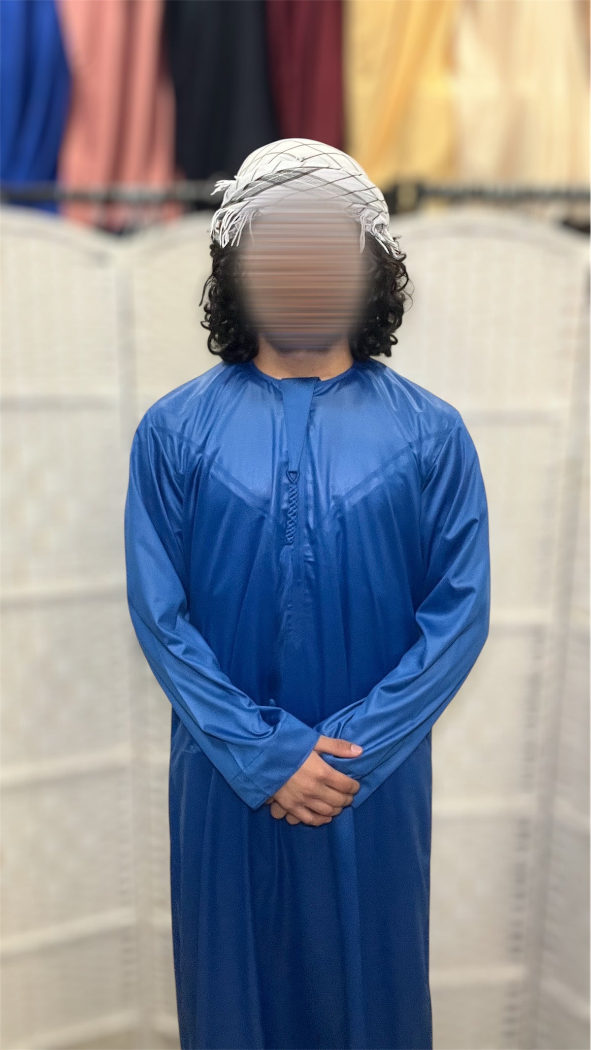 Royal Blue Shiny Emariti Thobe