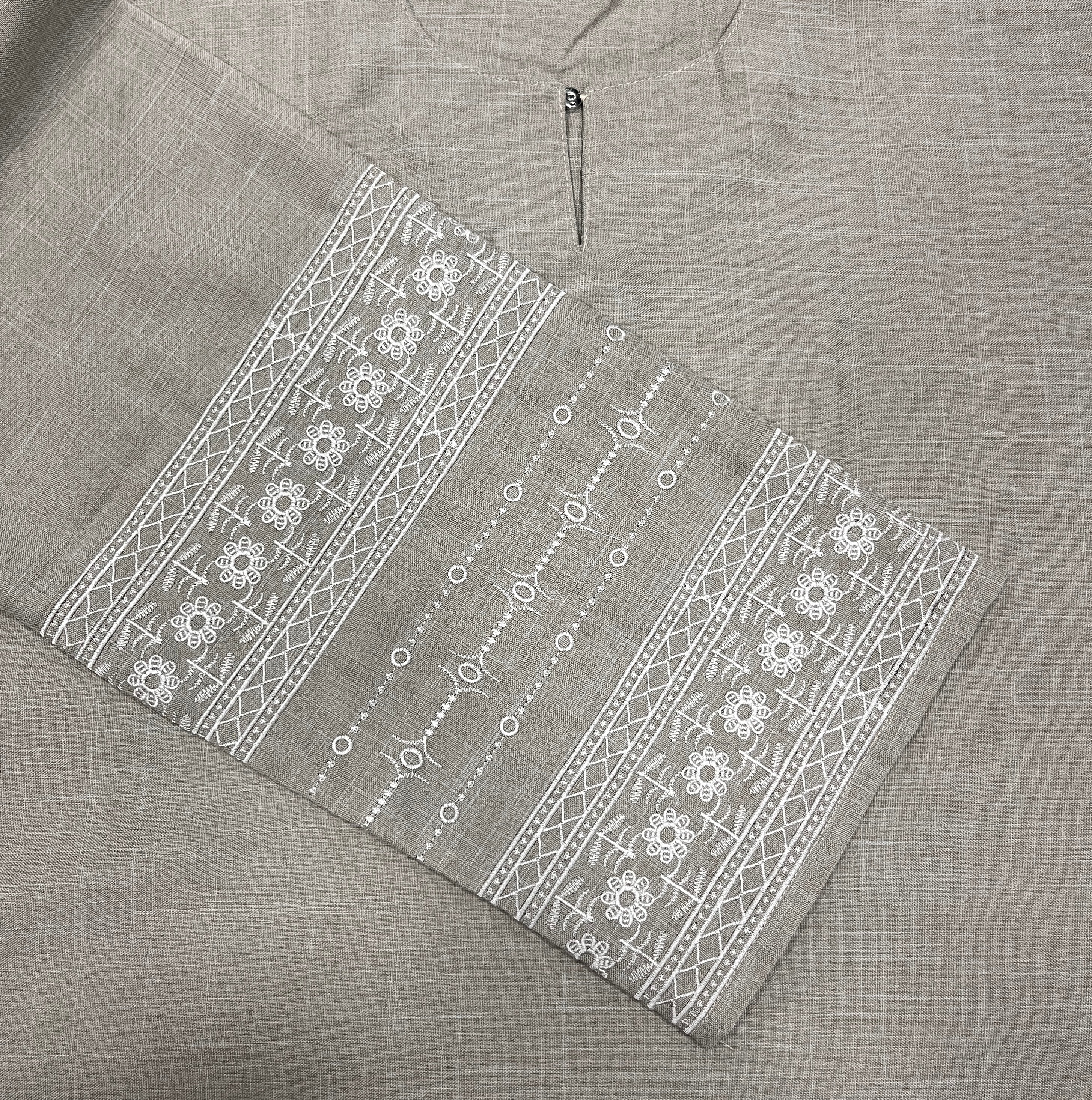 Embroidered Linen Abaya ~ Edgecomb Gray