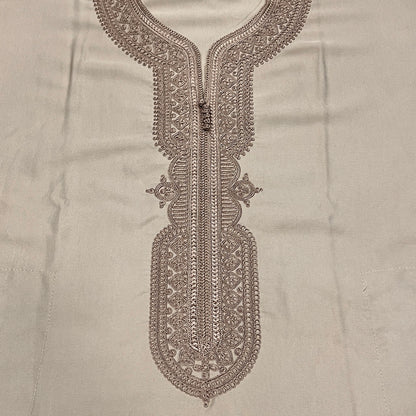 Moroccan Thobe ~ Light Tan / Tonal Embroidery