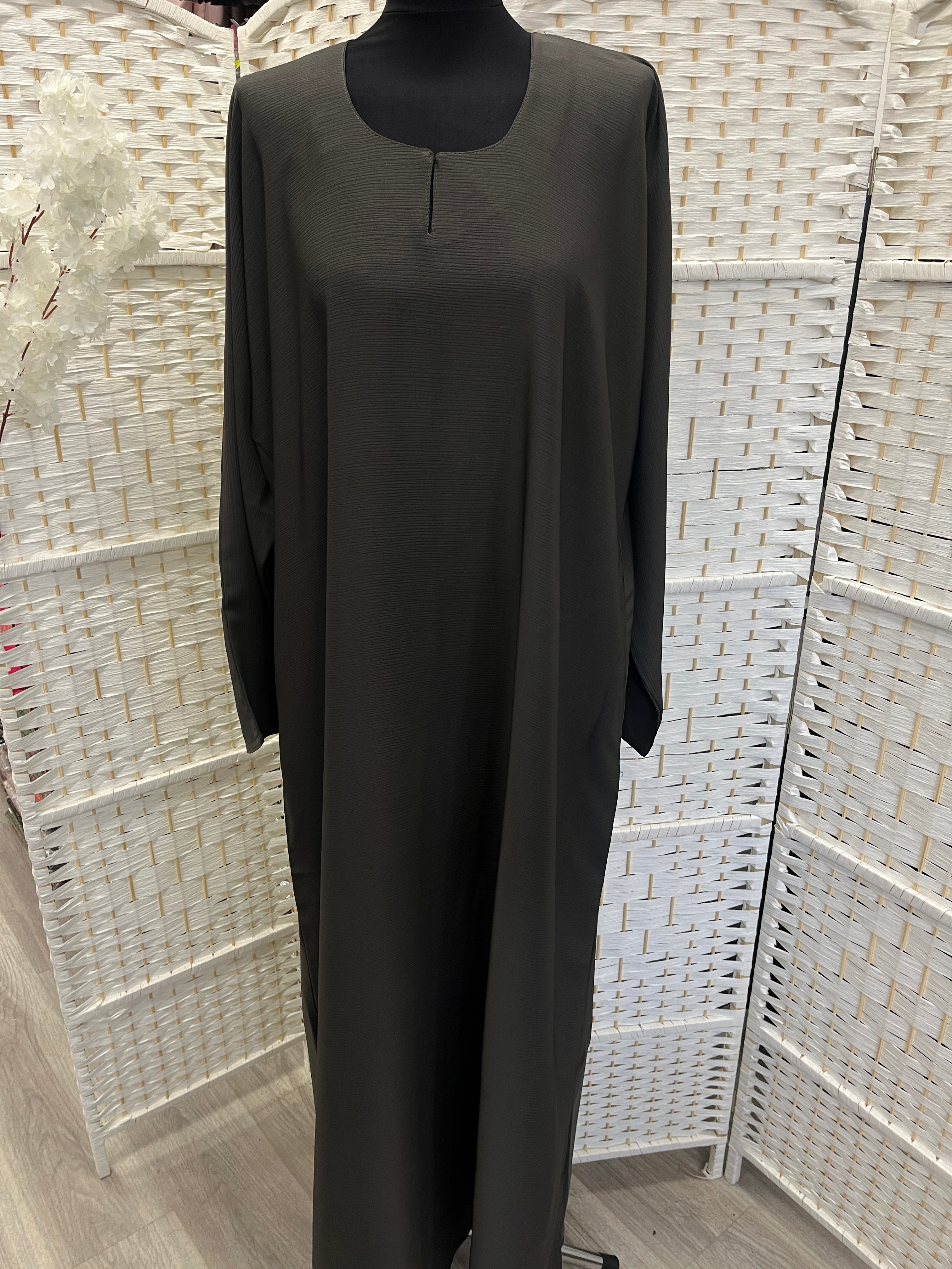Charcoal Grey Plain Zoom Abaya