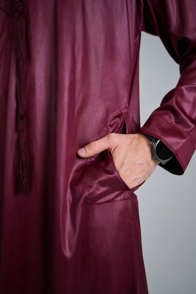 Rich Maroon Shiny Emariti Thobe