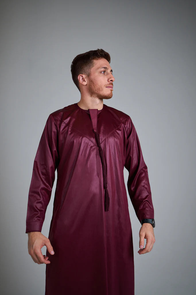 Rich Maroon Shiny Emariti Thobe