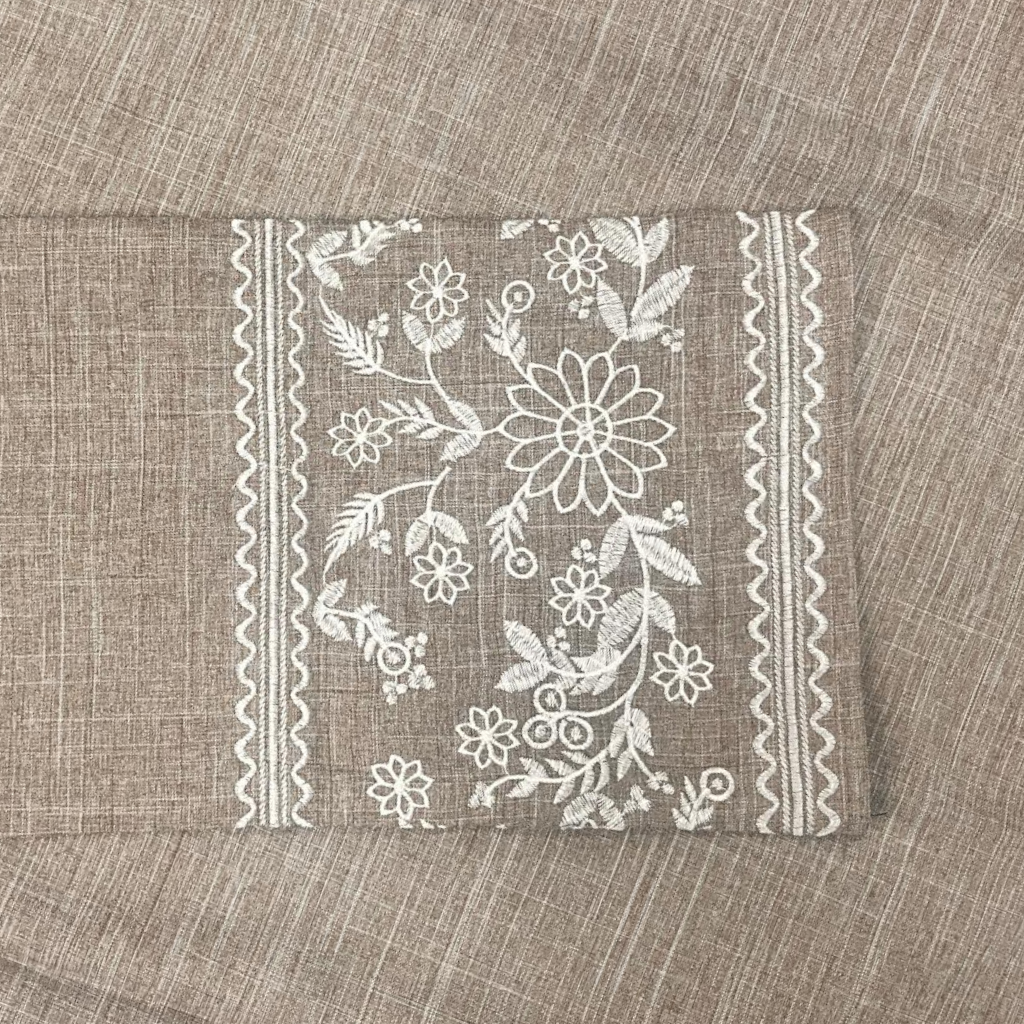 Embroidered Linen Abaya ~ Taupe